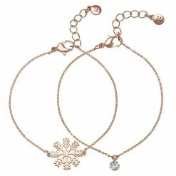 LC Lauren Conrad Snowflake Bracelet Set Silver Tone