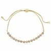 LC Lauren Conrad Gold Tone Pink Crystal Adjustable Chain Tennis Bracelet