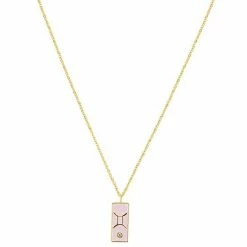 LC Lauren Conrad Gold Tone Crystal Gemini Enamel Rectangular Pendant Necklace