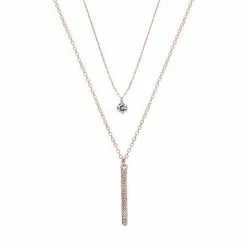 LC Lauren Conrad Dual Strand Cubic Zirconia & Stick Pendant Necklace