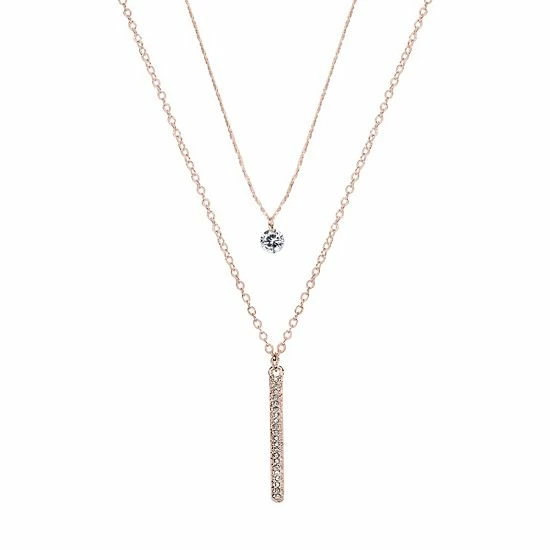 LC Lauren Conrad Dual Strand Cubic Zirconia & Stick Pendant Necklace 1 LC Lauren Conrad Dual Strand Cubic Zirconia & Stick Pendant Necklace