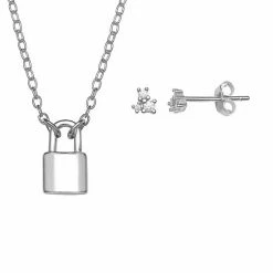 LC Lauren Conrad Sterling Silver Stud Earrings & Lock Necklace Set -LC Lauren Conrad Shop unnamed file 3097