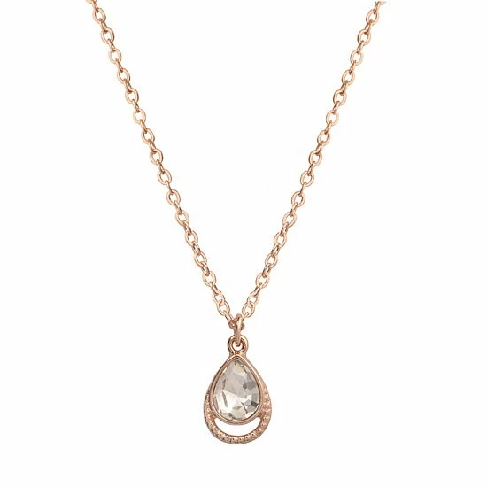 LC Lauren Conrad Rose Gold Tone Simulated Crystal Teardrop Nickel Free Pendant Necklace 1 LC Lauren Conrad Rose Gold Tone Simulated Crystal Teardrop Nickel Free Pendant Necklace