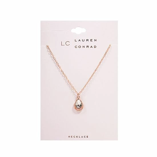 LC Lauren Conrad Rose Gold Tone Simulated Crystal Teardrop Nickel Free Pendant Necklace 2 LC Lauren Conrad Rose Gold Tone Simulated Crystal Teardrop Nickel Free Pendant Necklace - Image 2