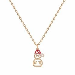 LC Lauren Conrad Gold Tone Enamel Santa Snowman Outline Nickel Free Pendant Necklace