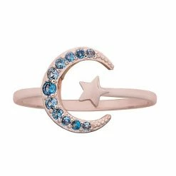 LC Lauren Conrad Rose Gold Tone Cubic Zirconia Pave Moon & Star Ring