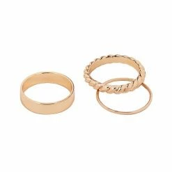 LC Lauren Conrad Gold Tone Twisted Ring Trio Set