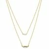 LC Lauren Conrad Gold Tone 2 Row Clear Baguette And Simulated Pearl Necklace