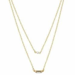 LC Lauren Conrad Gold Tone 2 Row Clear Baguette And Simulated Pearl Necklace