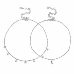 LC Lauren Conrad Silver Tone Celestial Choker Necklace Set