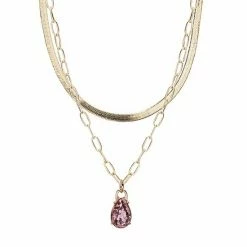 LC Lauren Conrad Herringbone Chain & Glitter Pendant Layered Necklace