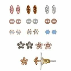 LC Lauren Conrad Flower & Marquis Nickel Free Stud Earring Set
