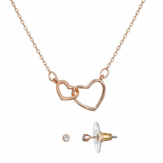 LC Lauren Conrad Interlocked Hearts Necklace & Earrings Set 1 LC Lauren Conrad Interlocked Hearts Necklace & Earrings Set