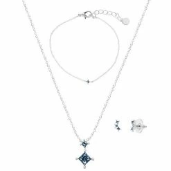 LC Lauren Conrad Silver Tone Blue Stones 3 Piece Set