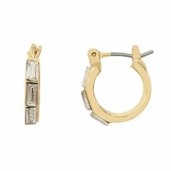 LC Lauren Conrad Crystal Baguette Huggie Earrings Gold Tone Pink -LC Lauren Conrad Shop unnamed file 3205