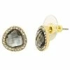 LC Lauren Conrad Gold Tone Gray Crystal Abstract Circle Stud Earrings