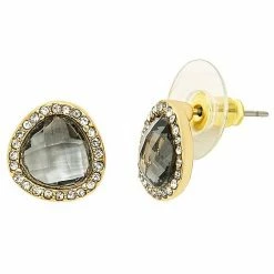LC Lauren Conrad Gold Tone Gray Crystal Abstract Circle Stud Earrings