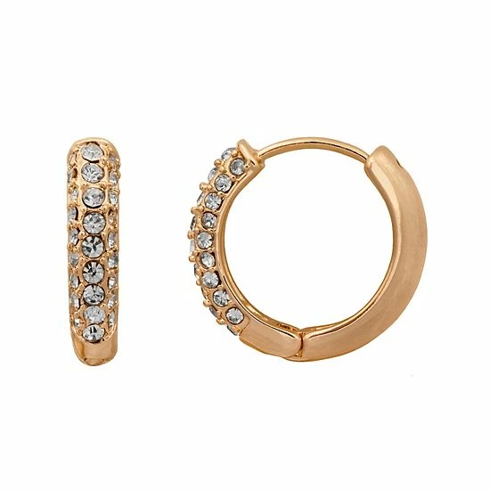 LC Lauren Conrad Gold Tone Simulated Crystal Nickel Free Hoop Earrings 1 LC Lauren Conrad Gold Tone Simulated Crystal Nickel Free Hoop Earrings