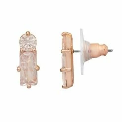 LC Lauren Conrad Rose Gold Tone Cubic Zirconia Baguette Nickel Free Stud Earrings
