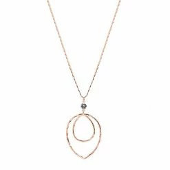 LC Lauren Conrad Rose Gold Tone Double Teardrop Long Nickel Free Pendant Necklace