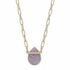 LC Lauren Conrad Gold Tone Quartz Teardrop Pendant Necklace Pink