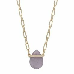 LC Lauren Conrad Gold Tone Quartz Teardrop Pendant Necklace Pink -LC Lauren Conrad Shop unnamed file 3229