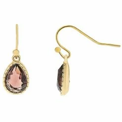LC Lauren Conrad Gold Purple Crystal Teardrop Drop Earrings