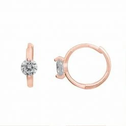 LC Lauren Conrad Cubic Zirconia Nickel Free Click-It Hoop Earrings Silver Tone