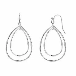 LC Lauren Conrad Silver Tone Nested Teardrop Shape Nickel Free Drop Earrings