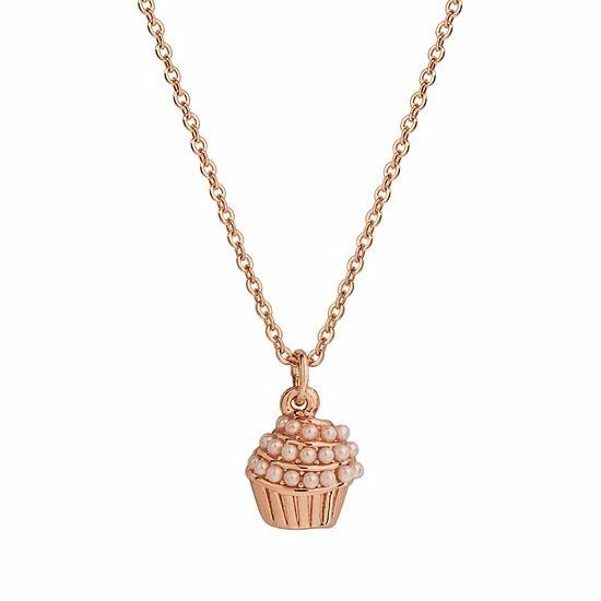 LC Lauren Conrad Rose Gold Tone Simulated Pearl Cupcake Nickel Free Pendant Necklace 1 LC Lauren Conrad Rose Gold Tone Simulated Pearl Cupcake Nickel Free Pendant Necklace
