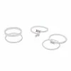 LC Lauren Conrad Silver Tone Pink Baguettes Multi Ring Set