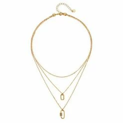 LC Lauren Conrad Gold Tone Pave Link Pendant Multistrand Necklace