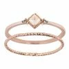 LC Lauren Conrad Rose Gold Tone Twisted Band & Simulated Crystal Ring Set
