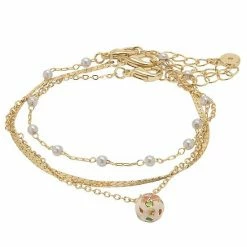 LC Lauren Conrad 3 Pack Organic Pearl & Enamel Bracelet Set