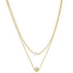 LC Lauren Conrad 2 Row Pearl & Floral Enamel Bead Necklace