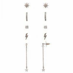 LC Lauren Conrad Lightning Bolt Pave Stud & Linear Drop Earring Set