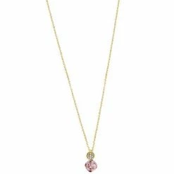LC Lauren Conrad Gold Tone Pink Crystal Pendant Necklace