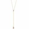 LC Lauren Conrad Gold Tone Pink Teardrop Crystal Y-Necklace