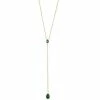 LC Lauren Conrad Gold Tone Green Crystal Y-Necklace