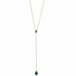 LC Lauren Conrad Gold Tone Green Crystal Y-Necklace