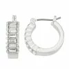LC Lauren Conrad Baguette Hoop Earrings Silver Tone