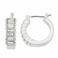 LC Lauren Conrad Baguette Hoop Earrings Silver Tone -LC Lauren Conrad Shop unnamed file 3329