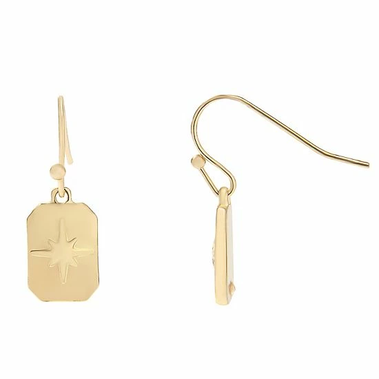 LC Lauren Conrad Silver Rectangle Raised Star Drop Earrings Silver Tone 3 LC Lauren Conrad Silver Rectangle Raised Star Drop Earrings Silver Tone - Image 3
