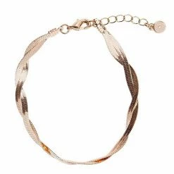 LC Lauren Conrad Rose Gold Tone 2 Strand Flat Snack Chain Twisted Bracelet