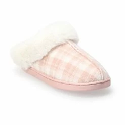 LC Lauren Conrad Women's Faux Fur Plaid Clog Slippers Pink -LC Lauren Conrad Shop unnamed file 334