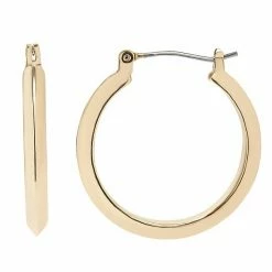LC Lauren Conrad Silver Knife Edge Hoop Earrings Gold Tone