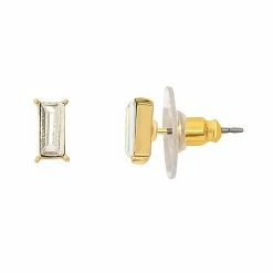 LC Lauren Conrad Gold Tone Pink Crystal Baguette Stud Earrings