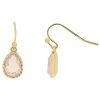 LC Lauren Conrad Gold Tone Pink Crystal Teardrop Drop Earrings
