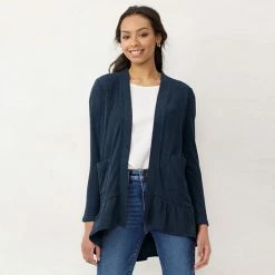 Women's LC Lauren Conrad Ruffle-Hem Layering Cardigan English Cream -LC Lauren Conrad Shop unnamed file 337