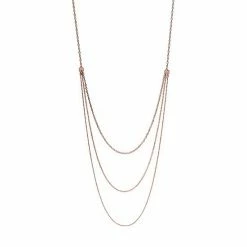 LC Lauren Conrad Rose Gold Tone Three Row Long Nickel Free Chain Necklace